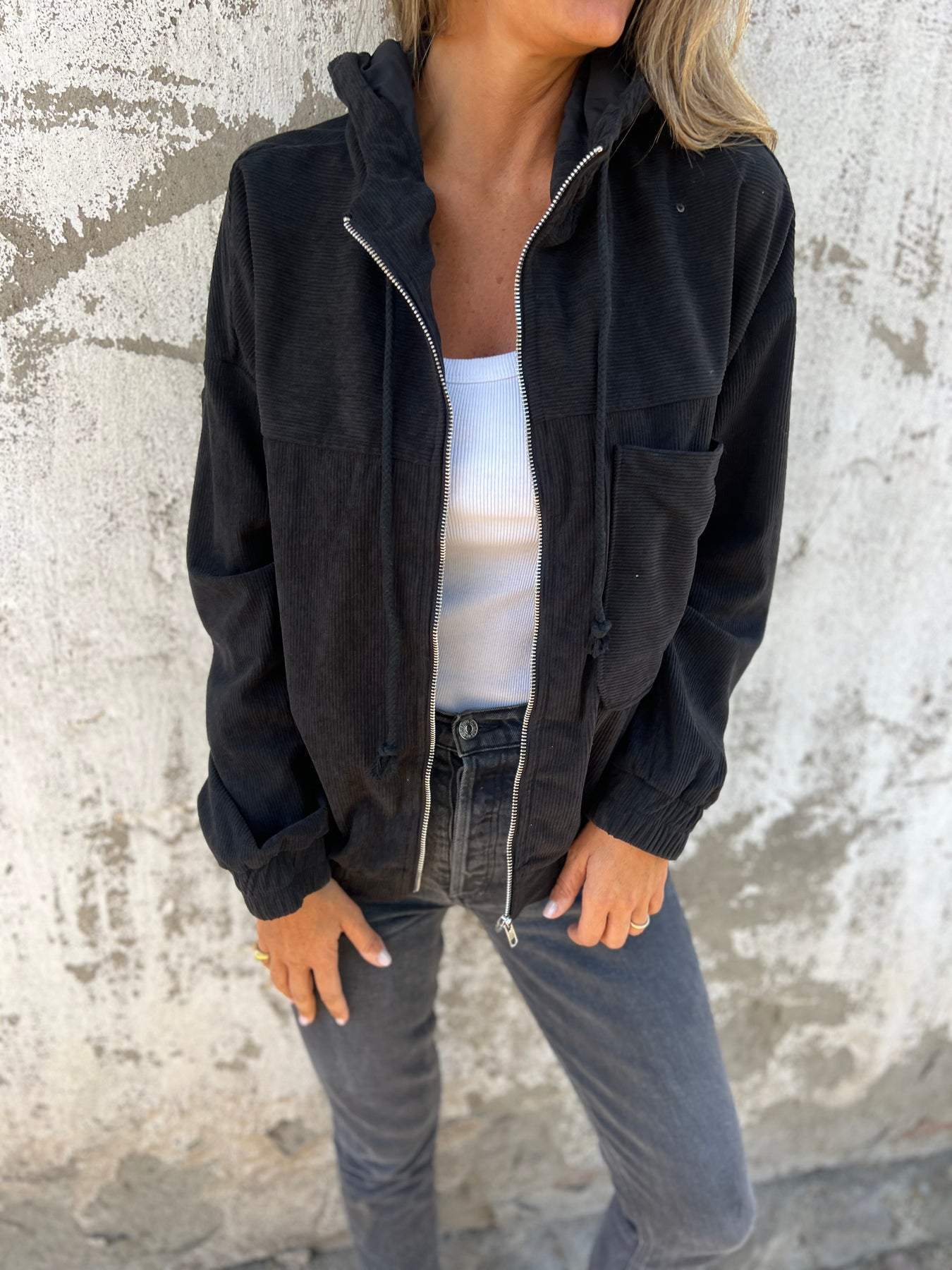 Briella Cord-Hoodie mit Reißverschluss