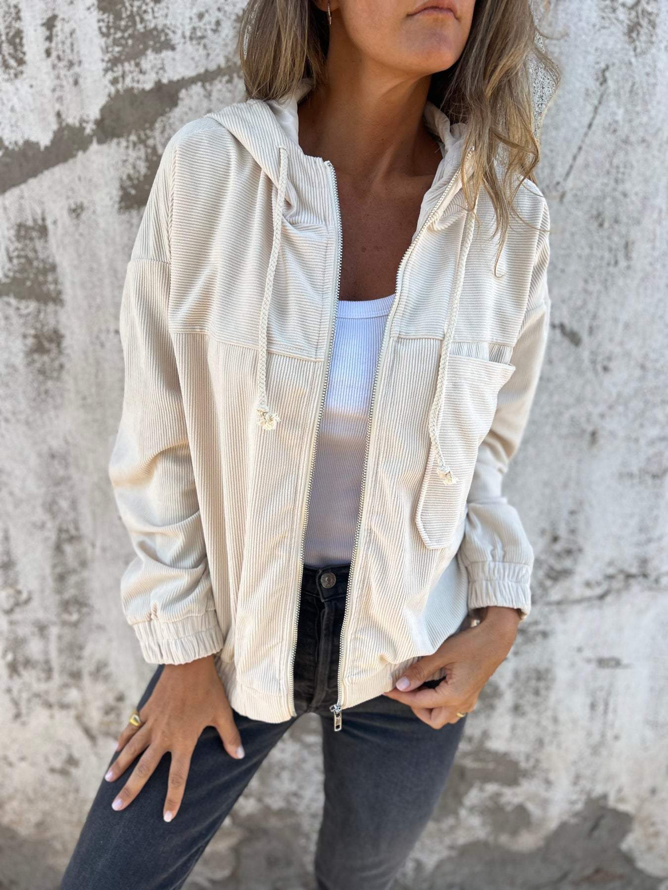 Briella Cord-Hoodie mit Reißverschluss