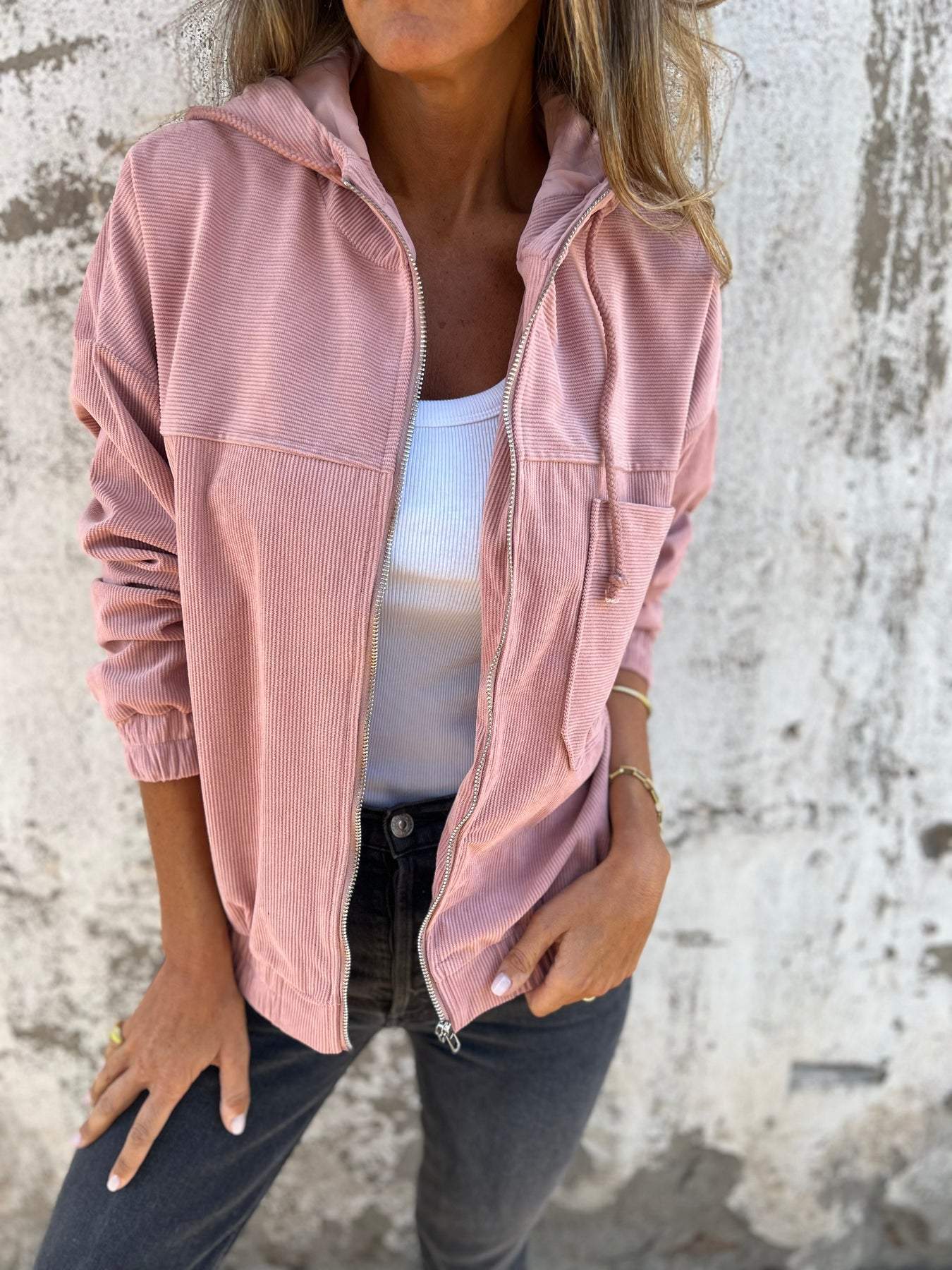 Briella Cord-Hoodie mit Reißverschluss